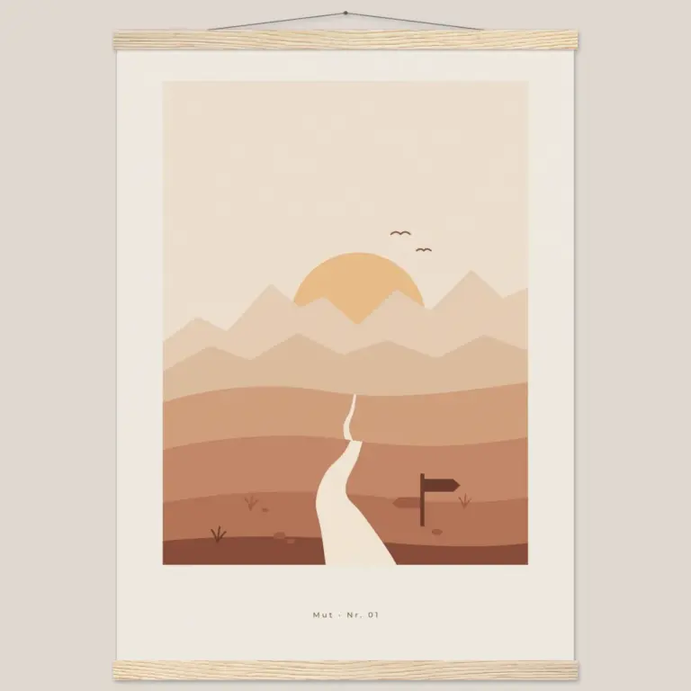 Poster Aufbruch mit Posterleisten aus Holz in Natur