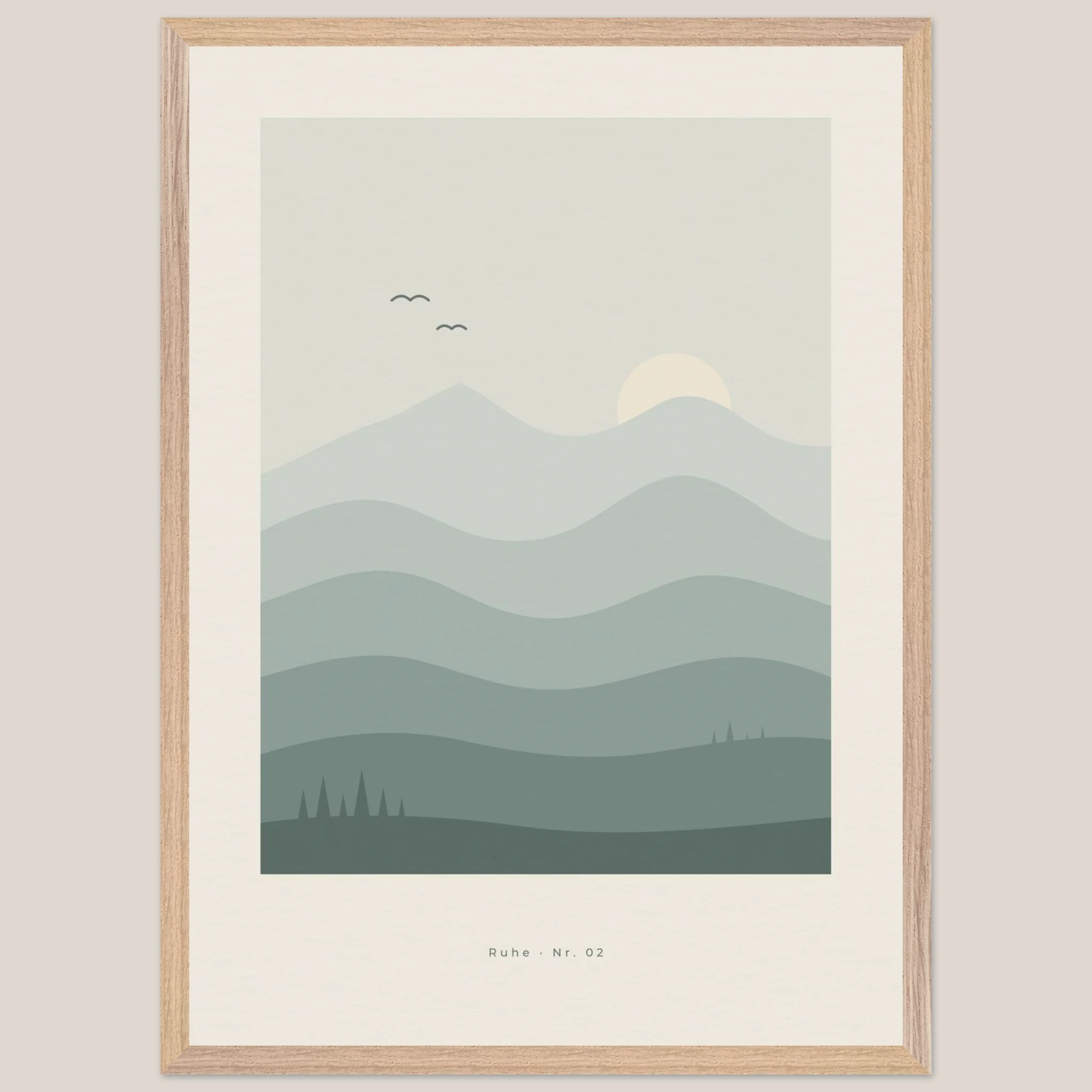 Poster Nebelhügel im Holzrahmen Natur