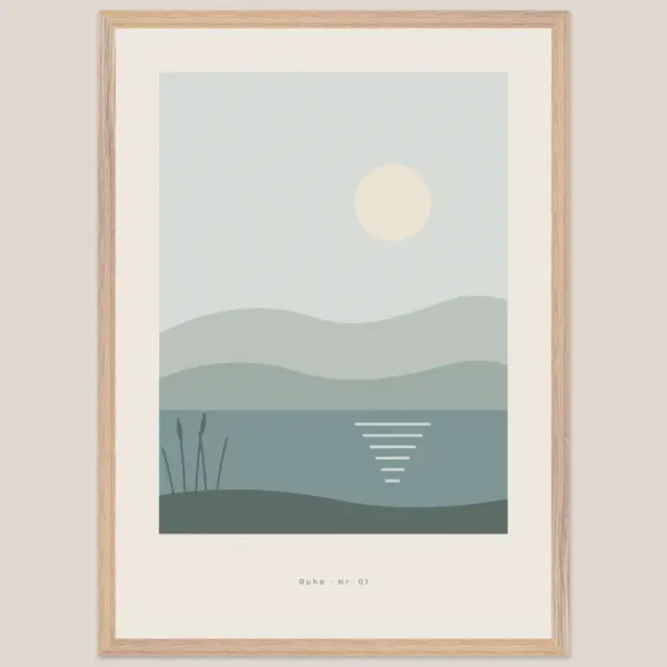 Poster Stiller See im Holzrahmen Natur
