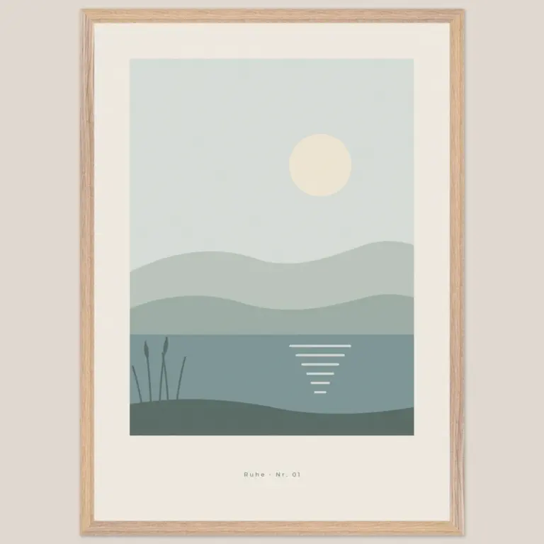 Poster Stiller See im Holzrahmen Natur